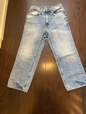 R13 Light Blue Cropped Straight-Leg Jeans